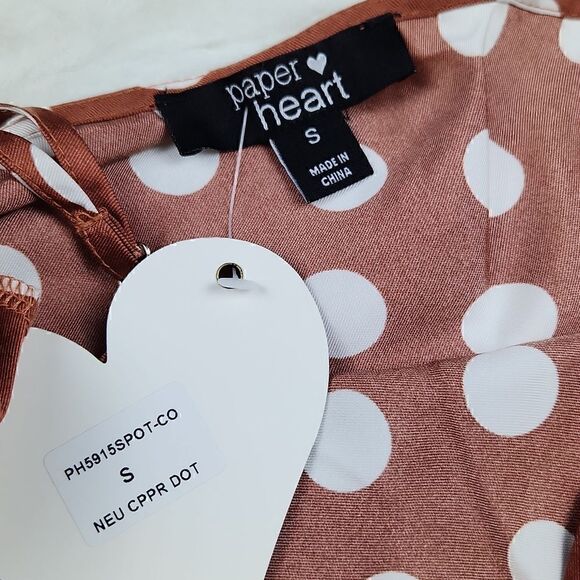 Paper Heart Cowl Neck Polka Dot Slit Maxi Dress Size Small - Picture 4 of 8